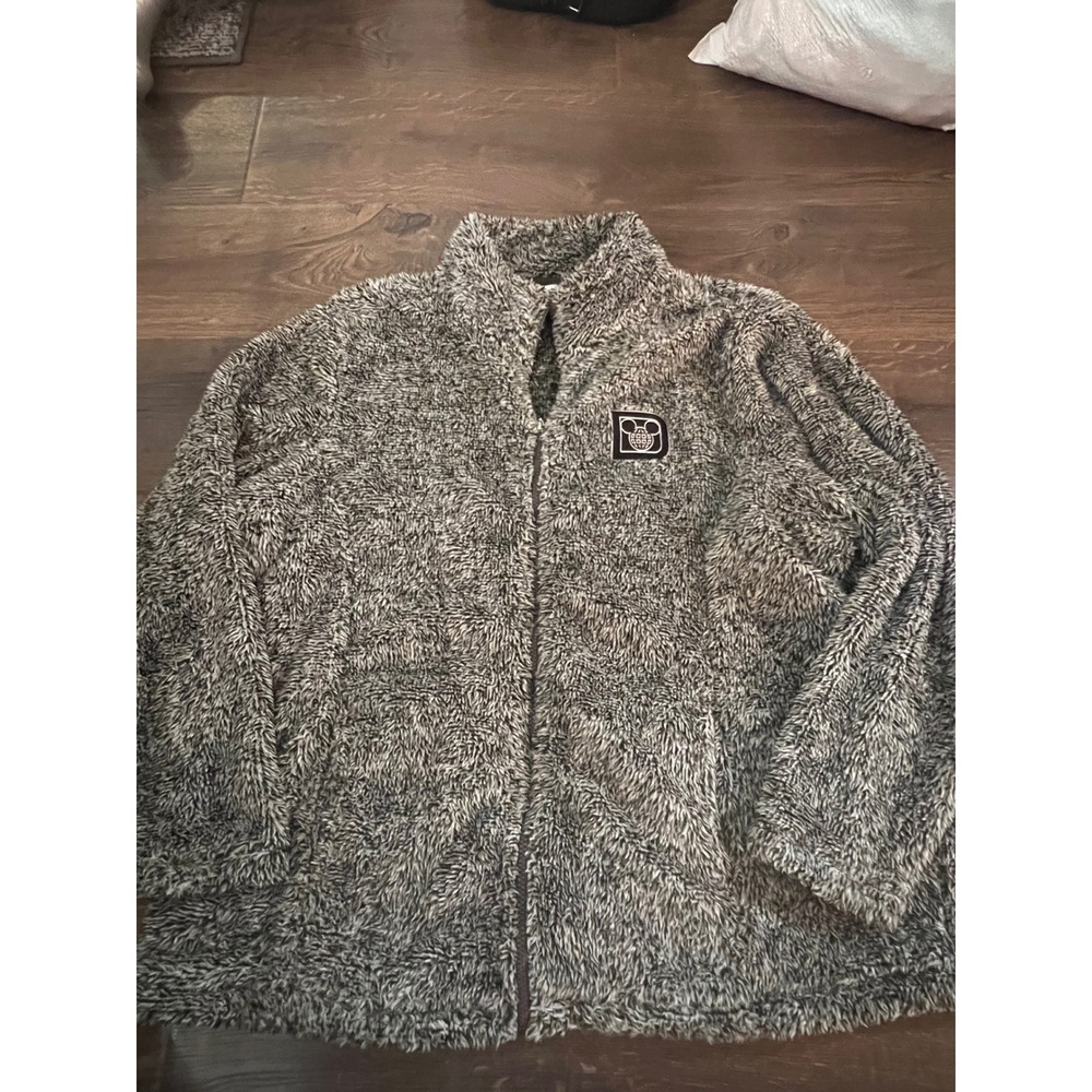 Disney Parks Walt Disney World Sherpa Fleece Full Zip Jacket Grey Plus Size 2X